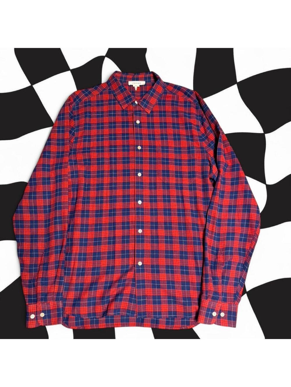 Frame red/blue plaid button-up shirt